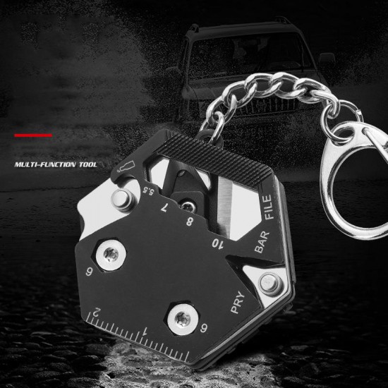 Multifunctional EDC Tool Hexagon Folding Coin Multi-Tool Screwdriver Bottle Opener Keychain