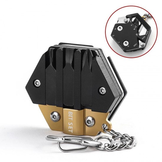 Multifunctional EDC Tool Hexagon Folding Coin Multi-Tool Screwdriver Bottle Opener Keychain