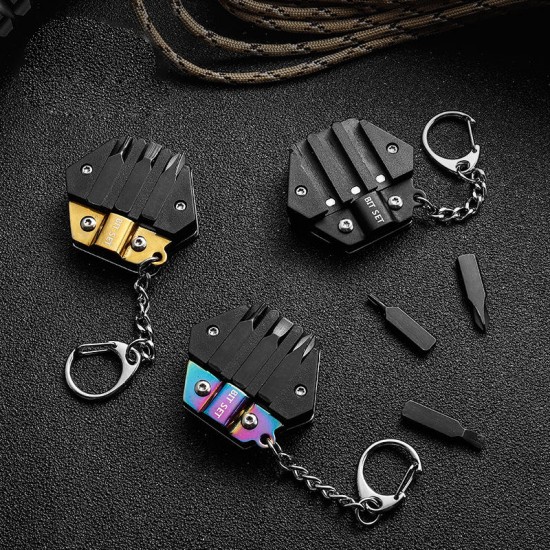 Multifunctional EDC Tool Hexagon Folding Coin Multi-Tool Screwdriver Bottle Opener Keychain