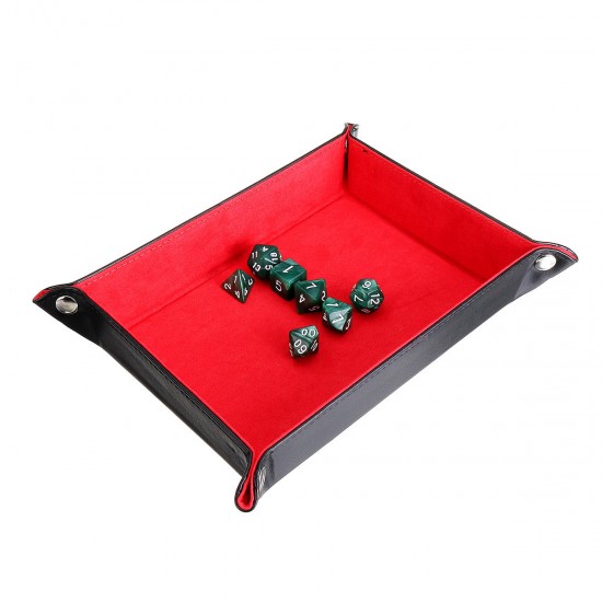 Multisided Dice Holder Polyhedral Dices PU Leather Folding Rectangle Tray for RPG Multisided Dice Holder Polyhedral Dices PU Leather Folding Rectangle Tray for RPG