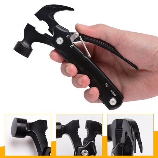 12 In 1 Multitool Hammer Mini Portable Stainless Steel Hammer Wire Cutter Screwdrivers EDC Tool