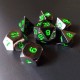 New Metal Polyhedral Dice with Bag Green Red 7 Piece Metal Set DnD RPG