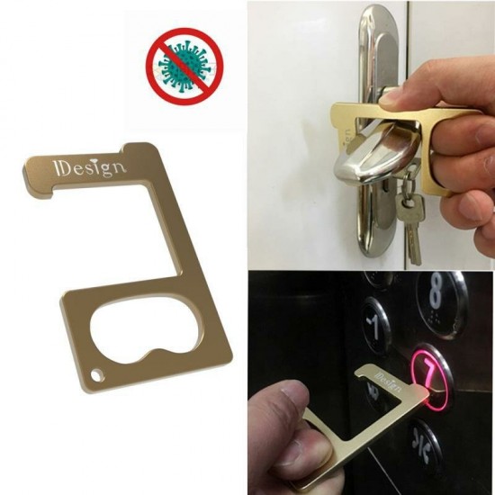 Non-Contact Portable EDC Door Opener Press Elevator Tool Anti-Bacterial Sanitary Hand Elevator Handle Key Opener