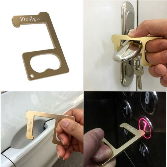 Non-Contact Portable EDC Door Opener Press Elevator Tool Anti-Bacterial Sanitary Hand Elevator Handle Key Opener