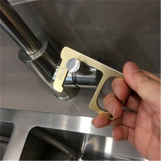 Non-Contact Portable EDC Door Opener Press Elevator Tool Anti-Bacterial Sanitary Hand Elevator Handle Key Opener