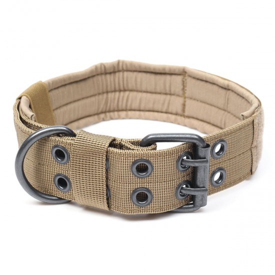 Nylon Tactical Dog Collar Military Adjustable Training Dog Collar with Metal D Ring Buckle M Size