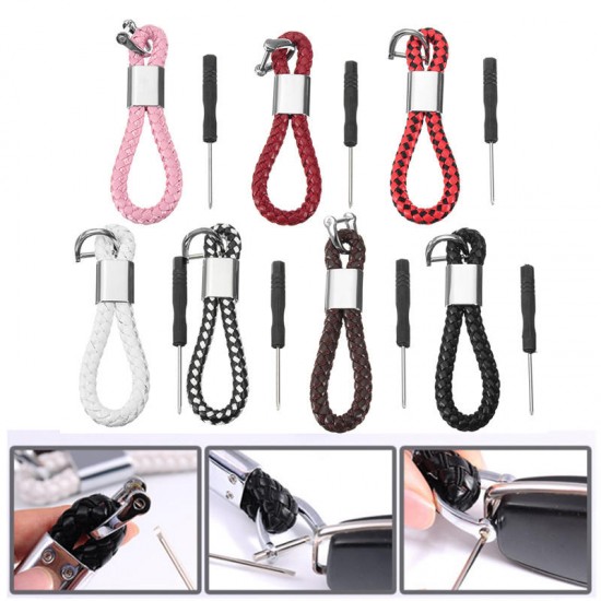 PU Leather Braided Strap Key Chain Stainless Key ring 7 Different Colors PU Leather Braided Strap Key Chain Stainless Key ring 7 Different Colors