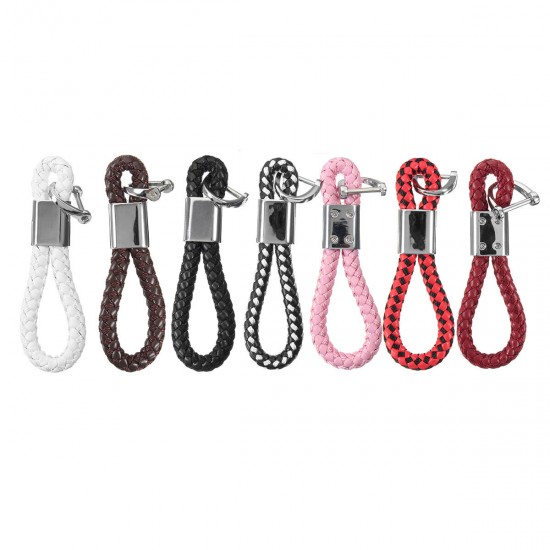 PU Leather Braided Strap Key Chain Stainless Key ring 7 Different Colors PU Leather Braided Strap Key Chain Stainless Key ring 7 Different Colors