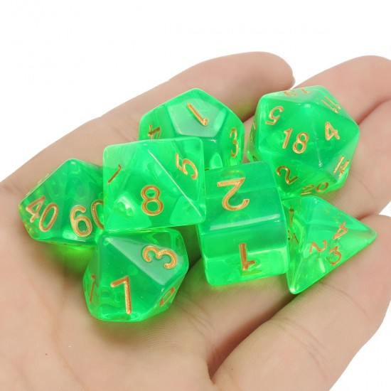 Polyhedral Dice with Bag Light Green 7 Piece Set DnD RPG