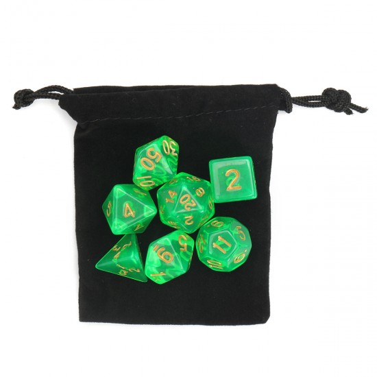 Polyhedral Dice with Bag Light Green 7 Piece Set DnD RPG