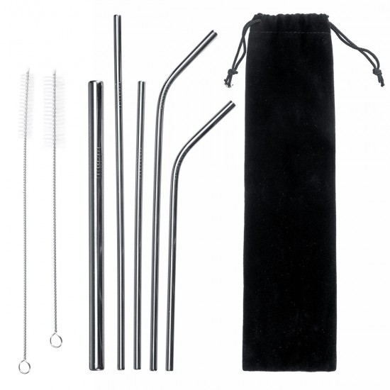Portable Metal Straw Set 304 Stainless Steel Straws Reusable Metal Drinking Straws With Cleaning Brushes Pounch Portable Metal Straw Set 304 Stainless Steel Straws Reusable Metal Drinking Straws With Cleaning Brushes Pounch