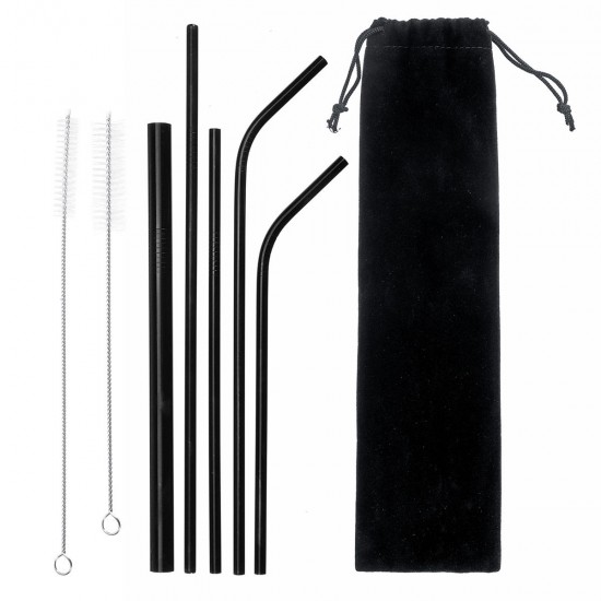Portable Metal Straw Set 304 Stainless Steel Straws Reusable Metal Drinking Straws With Cleaning Brushes Pounch Portable Metal Straw Set 304 Stainless Steel Straws Reusable Metal Drinking Straws With Cleaning Brushes Pounch