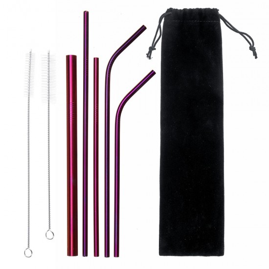Portable Metal Straw Set 304 Stainless Steel Straws Reusable Metal Drinking Straws With Cleaning Brushes Pounch Portable Metal Straw Set 304 Stainless Steel Straws Reusable Metal Drinking Straws With Cleaning Brushes Pounch