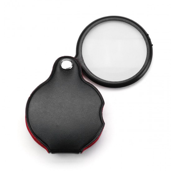 Portable Rotatable Mini Folding Glass Lens Cortical Pocket Leather Handle Magnifying Glass Magnifier