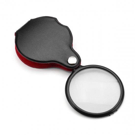 Portable Rotatable Mini Folding Glass Lens Cortical Pocket Leather Handle Magnifying Glass Magnifier