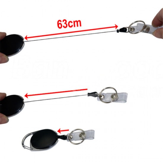 Retractable Reel Keyring Clip Retractable Carabiner Recoil Key Ring Key Chain ID Card Holder Holder