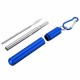 Reusable Collapsible Straw with Case & Brush Retractable Stainless Steel Metal Drinking Straws