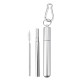 Reusable Collapsible Straw with Case & Brush Retractable Stainless Steel Metal Drinking Straws