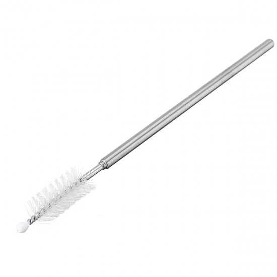 Reusable Collapsible Straw with Case & Brush Retractable Stainless Steel Metal Drinking Straws