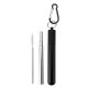 Reusable Collapsible Straw with Case & Brush Retractable Stainless Steel Metal Drinking Straws