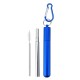 Reusable Collapsible Straw with Case & Brush Retractable Stainless Steel Metal Drinking Straws