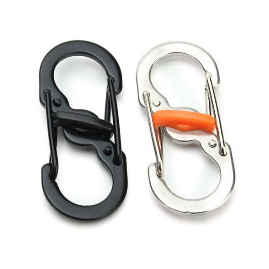 S Shape Plastic Steel Anti Theft Carabiner Keychain Hook Clip EDC Tool