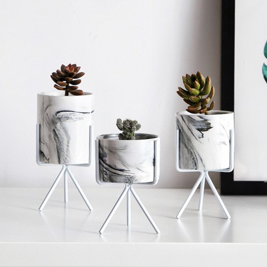 S/M/L Nordic Style Flower Pot Iron Wire Metal Rack Marble Ceramic Succulent Plant Pot Cactus Decoration Basin with Stand S/M/L Nordic Style Flower Pot Iron Wire Metal Rack Marble Ceramic Succulent Plant Pot Cactus Decoration Basin with Stand