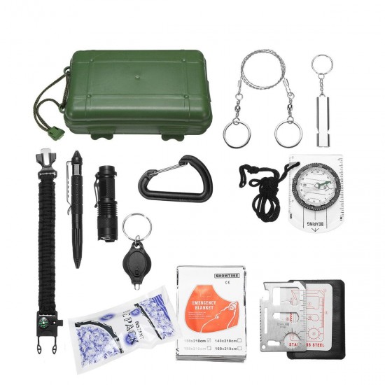 SOS Emergency Equipment Tools Kit Survival Tactical Hunting Tool First Aid Box