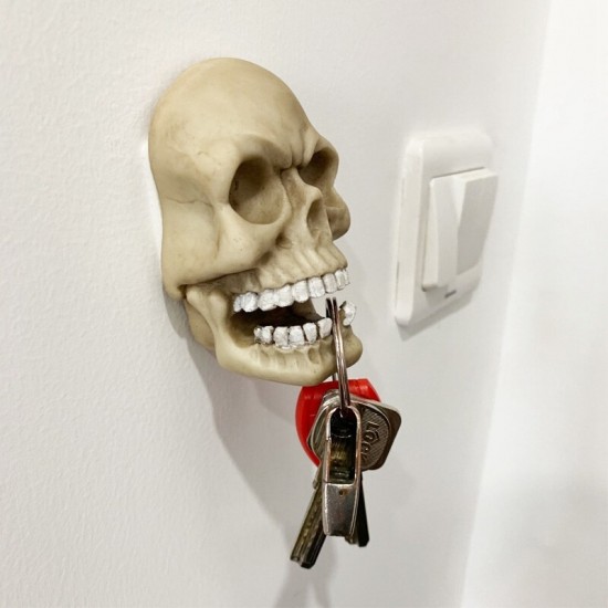 Skull Head Single Wall Mounted Hook Resin Skeleton Shaped Utility Key Storage Hooks