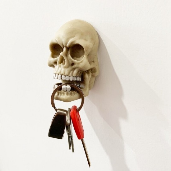 Skull Head Single Wall Mounted Hook Resin Skeleton Shaped Utility Key Storage Hooks