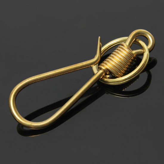 Solid Brass Fish Hook Key Chain Keyring Keys Belt Wallet Clip Keyfob Pocket Keychain