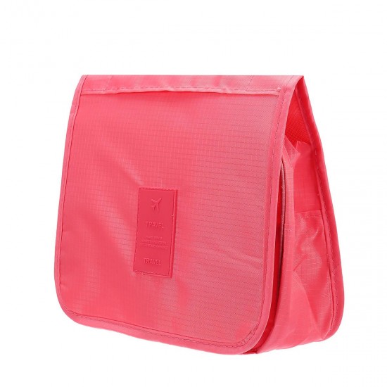 Solid Color Foldable Travel Bag for Toiletries Hanging Toiletry Bag Portable Finishing Cosmetic Bag