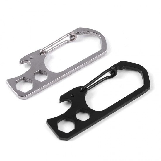 Stainless Steel Key Ring Carabiner Hook EDC Bottle Opener Hexagon Wrench Multi Tool Stainless Steel Key Ring Carabiner Hook EDC Bottle Opener Hexagon Wrench Multi Tool