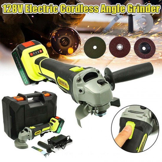 128V Electric Cordless Brushless Angle Grinder Polishing Metal Cutting Tool Set with One Battery US Plug 128V Electric Cordless Brushless Angle Grinder Polishing Metal Cutting Tool Set with One Battery US Plug