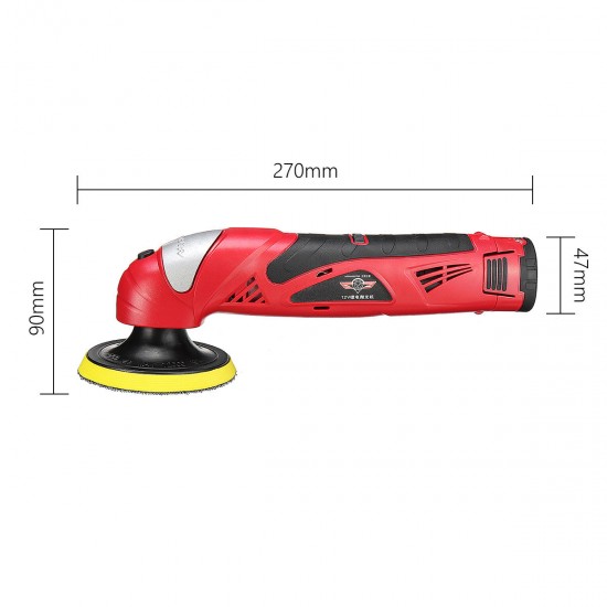 12V Car Electric Polisher Waxer Portable Waxing Polishing Machine W/ 2Pcs Li-ion Battery