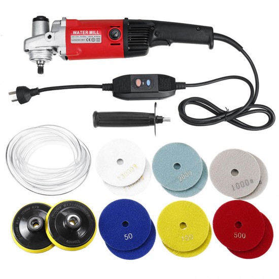 1400W WET Polisher Angle Grinder Diamond Polishing Machine Grit Pads Concrete Marble Granite