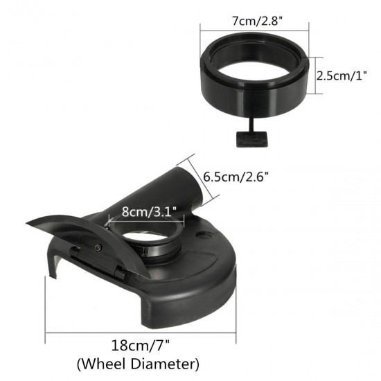 18cm Black Vacuum Dust Shroud Cover for Angle Grinder Hand Grind Convertible 18cm Black Vacuum Dust Shroud Cover for Angle Grinder Hand Grind Convertible