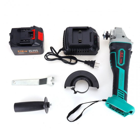 218TV 29800mAh 600W 12000r/min Cordless Electric Angle Grinder Power Cutting Tool with 3 125mm Cutting Wheels Rechargable Speed Adjustable