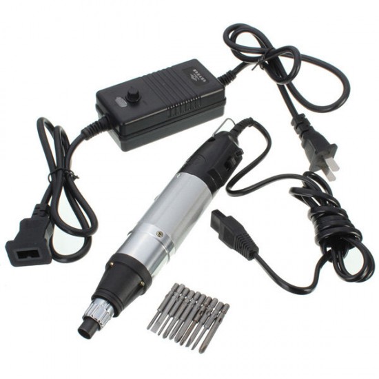 800 DC Powered Electric Screwdriver + Small Power Supply + 10 Bits Hand-tools