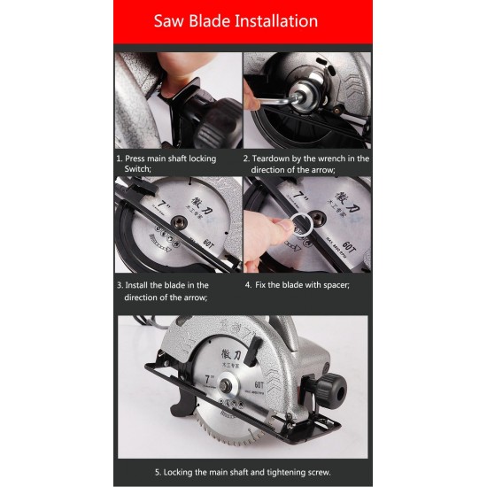 220V 7 Inch Electric Circular Saw 1480W Electric Saw Woodworking Cutting Machine with 60T Saw Blade 220V 7 Inch Electric Circular Saw 1480W Electric Saw Woodworking Cutting Machine with 60T Saw Blade