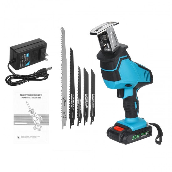 26V/88V 6000mAh/13000mAh Cordless Reciprocating Saw Electric Lithium Sabre Saw with 5 Saw Blades