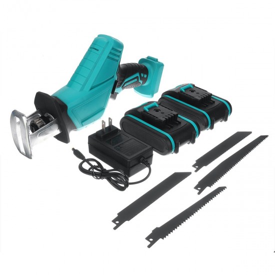 3000rpm 4000mAh Electric Saw Cordless Rechargeable Handheld Reciprocating Saw Wood Cutter W/ 4pcs Saw Blades & 2pcs Battery