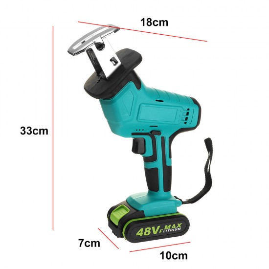 48V 1/2 Battery Rechargeable Cordless Reciprocating Saw Jigsaw+Blades/LED Light