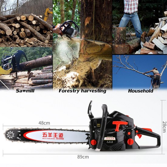 5000W 20 inch Electric Chainsaw Bar Gasoline Powered Chain Saw 68cc Engine 2 Cycle