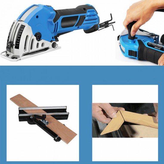 550W 4200rmp Mini Circular Saw Electric Handheld Multi-function Woodworking Tool with 3 Blades