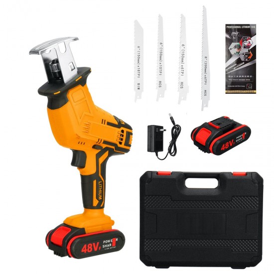 Electric Cordless Reciprocating Saw 4 Blades Battery Charger Saw Power Tool