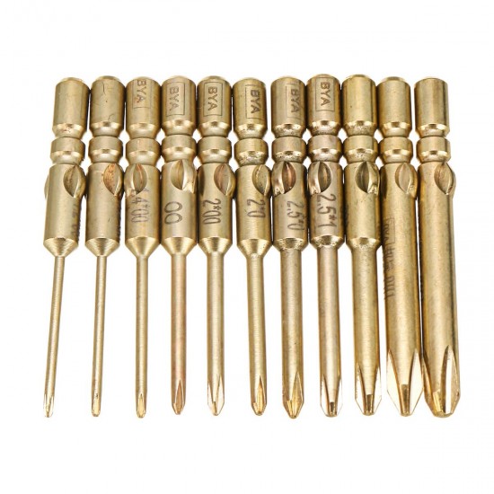 10Pcs 40mm Magnetic Screwdriver Bits Hex Cross Head PH0 PH1 PH2 Bit For Electric Screwdriver