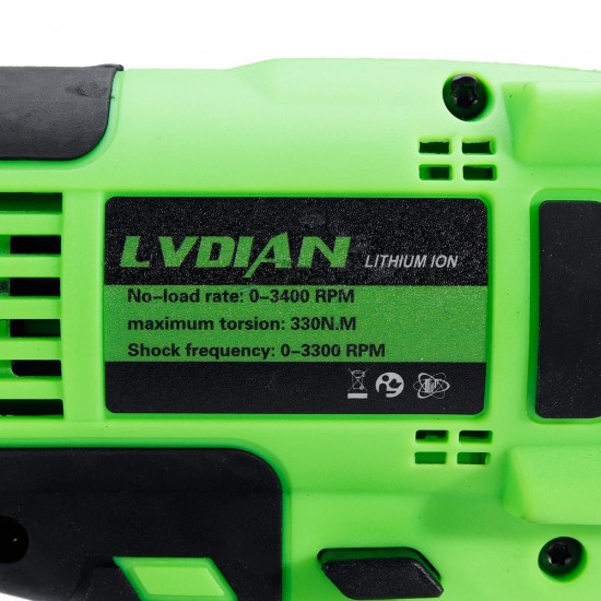 128VF Cordless Impact Drill Driver Li-Ion Battery Electric Screwdriver LED Light Electric Wrench