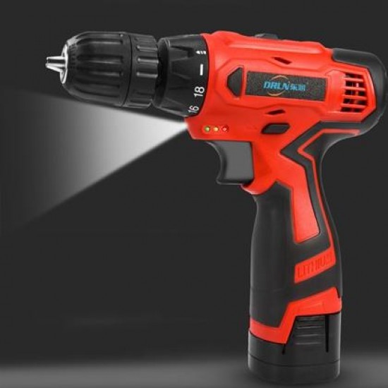 12V Electric Cordless Drill Digital Display Single/Double Speed 18+1 Torque Lithium Drill Multifunction Household Screwdriver W/ Accessories