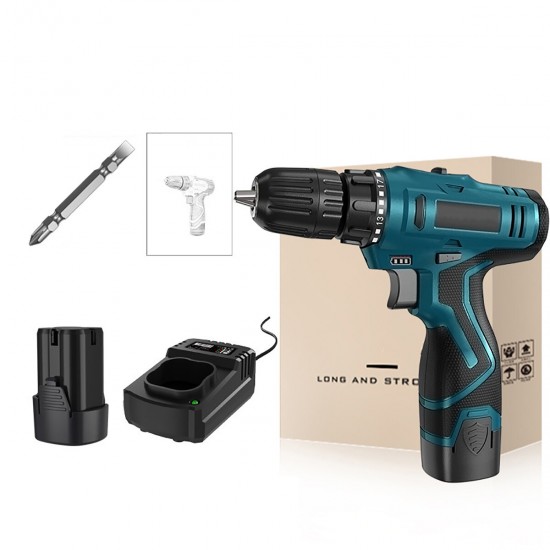 16.8V 3/8'' Impact Drill 1350rpm 2 Speeds LED Cordless Drill Driver Kit w/ Li-Ion Battery & Charger